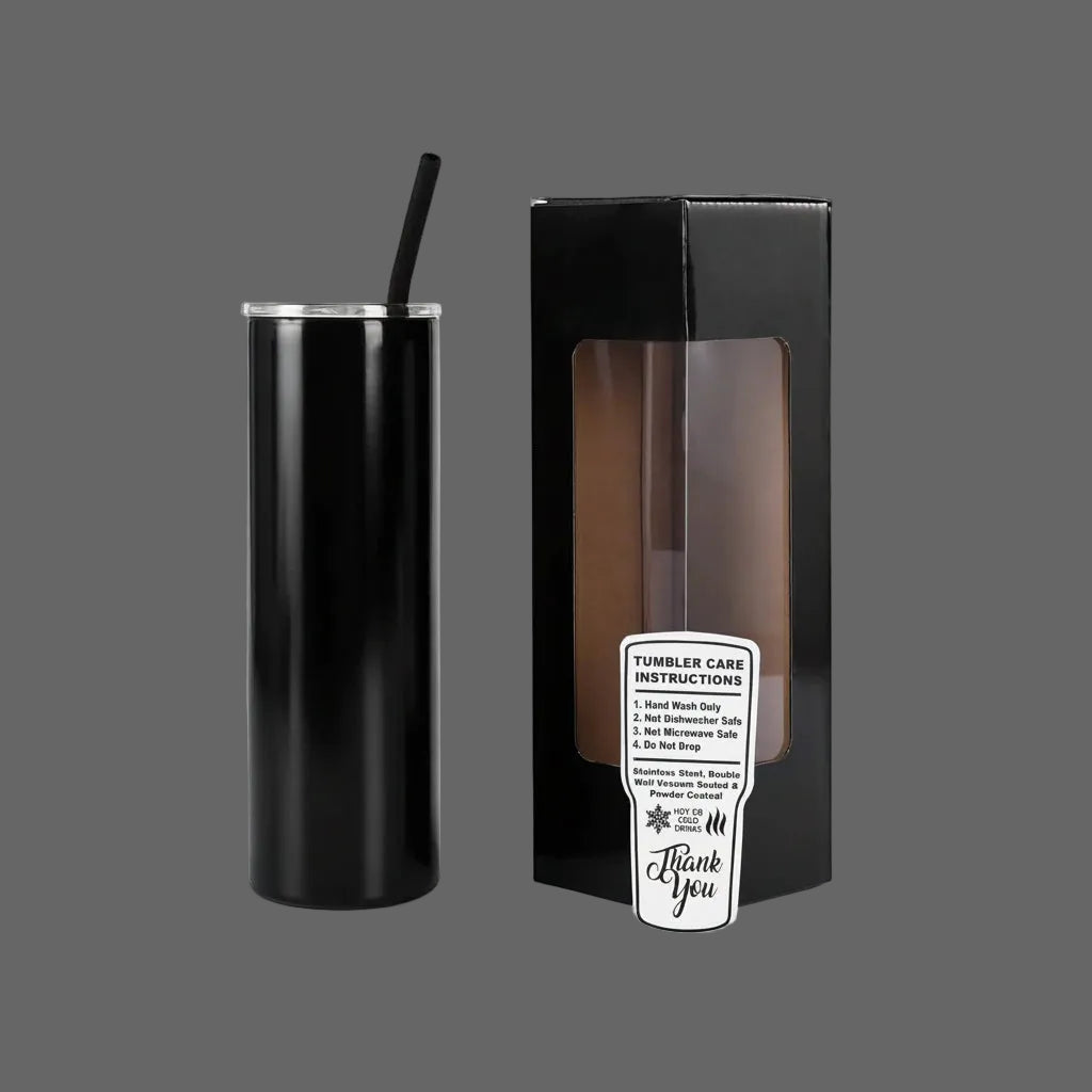 All tumblers come with a giftbox and straw the giftbox can get laser engraved also so if you have some good ideas feel free with a small fee $10.00